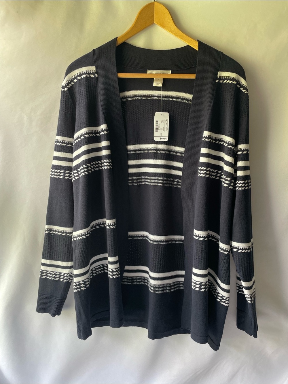 Christopher & Banks Striped Open-Front Women’s Cardigan Sweater - Navy & White